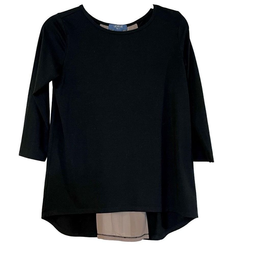 Verve Blues Women’s Black 3/4 Sleeves Open to Tan Chiffon in Back Small